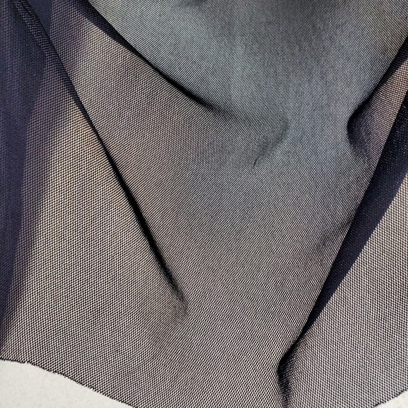 ATTENTION Stretch illusion net Cowl Neck Black Long Sleeve Top Sz M - Picture 7 of 9